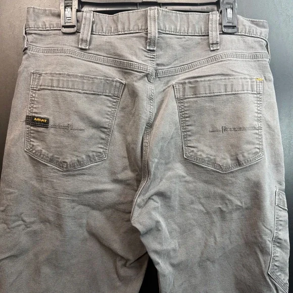 Ariat Rebar M4 Relaxed Straight Pants Mens 34x34 Khaki Carpenter Utility FLAW - Picture 4 of 14